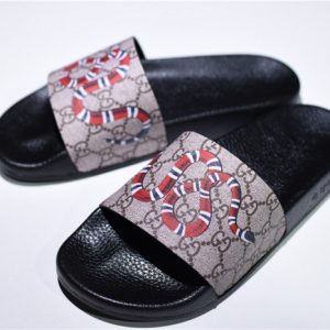 GUCCI Leather SLIDE SANDAL with SNAKE