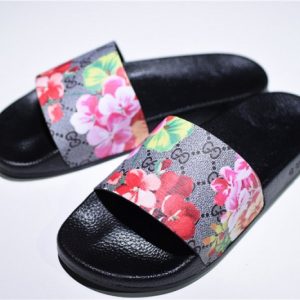GUCCI Leather SLIDE SANDAL with FLOWER  0400088498707