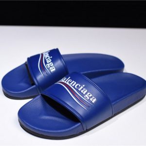 Balenciaga Logo leather slip-on sandals blue 500578 WAM00 4045