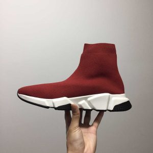 Balenciaga Speed Trainer Burgundy Sneakers red white 453546