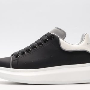 ALEXANDER MCQUEEN black oversized sneakers with silver heel